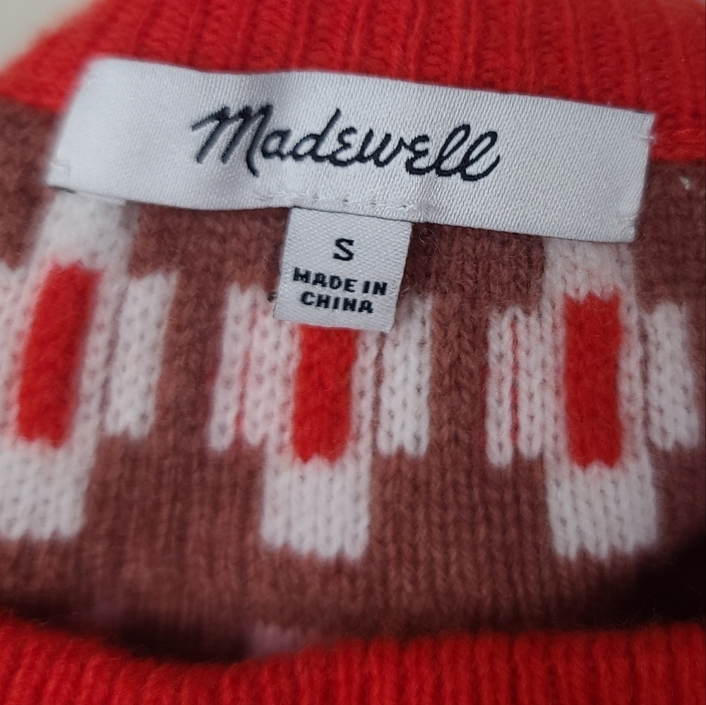 Madewell Mayer Fair Isle Merino Wool Blend Pink Sweater S - Picture 7 of 8